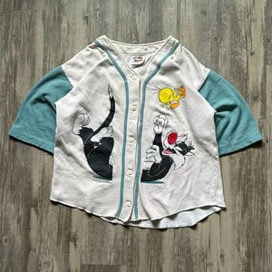 Vintage 1995 Looney Tunes Tweety Bird & Sylvester Baseball Jersey Size Large